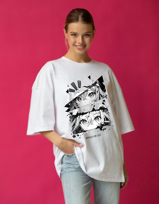 Neaks white and black minimalist anime Oversize t shirt (Shipping Free)