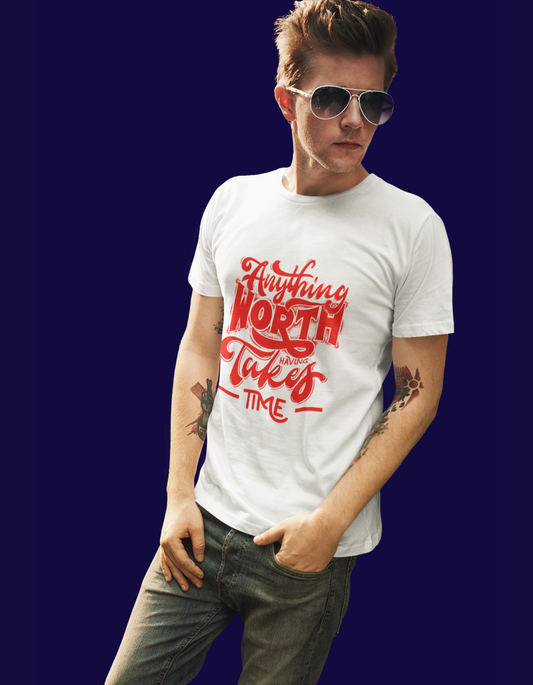 Neaks Men White  Round Neck Red Graphic Print Pure Cotton Slim Fit T-shirt(Shipping Free)