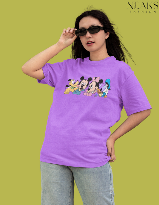 Neaks Purple Mickey&Friends Graphic Oversize t shirt(Shipping Free)