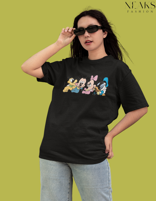 Neaks Black Mickey&Friends Graphic Oversize t shirt(Shipping Free)