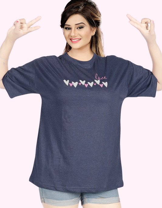 Neaks Women Printed Round Nack Over Size T-Shirt (Shipping Free*)