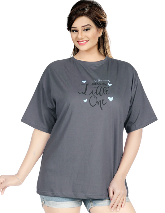 Neaks Women Printed Round Nack Over Size T-Shirt (Shipping Free*)