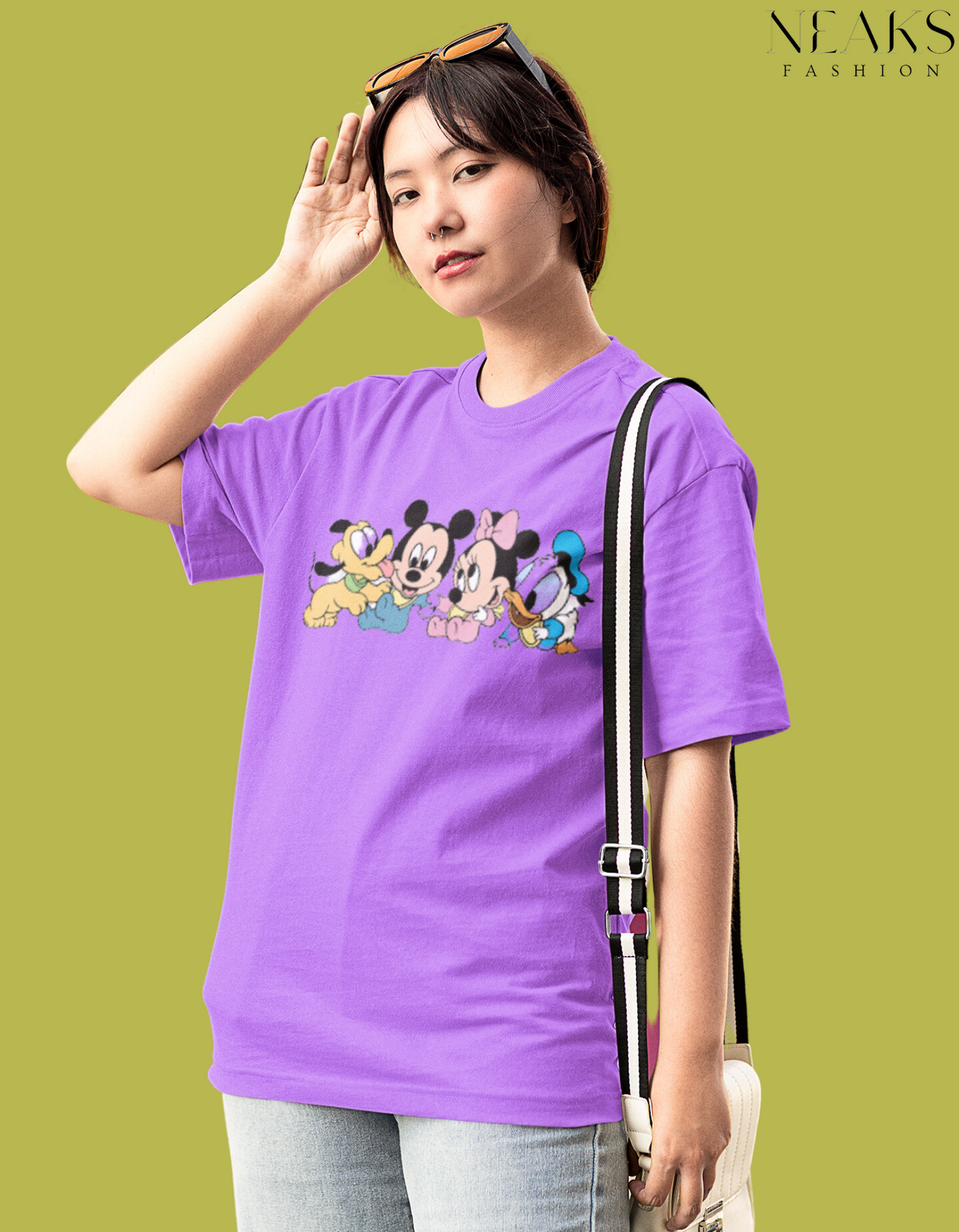 Neaks Purple Mickey&Friends Graphic Oversize t shirt(Shipping Free)