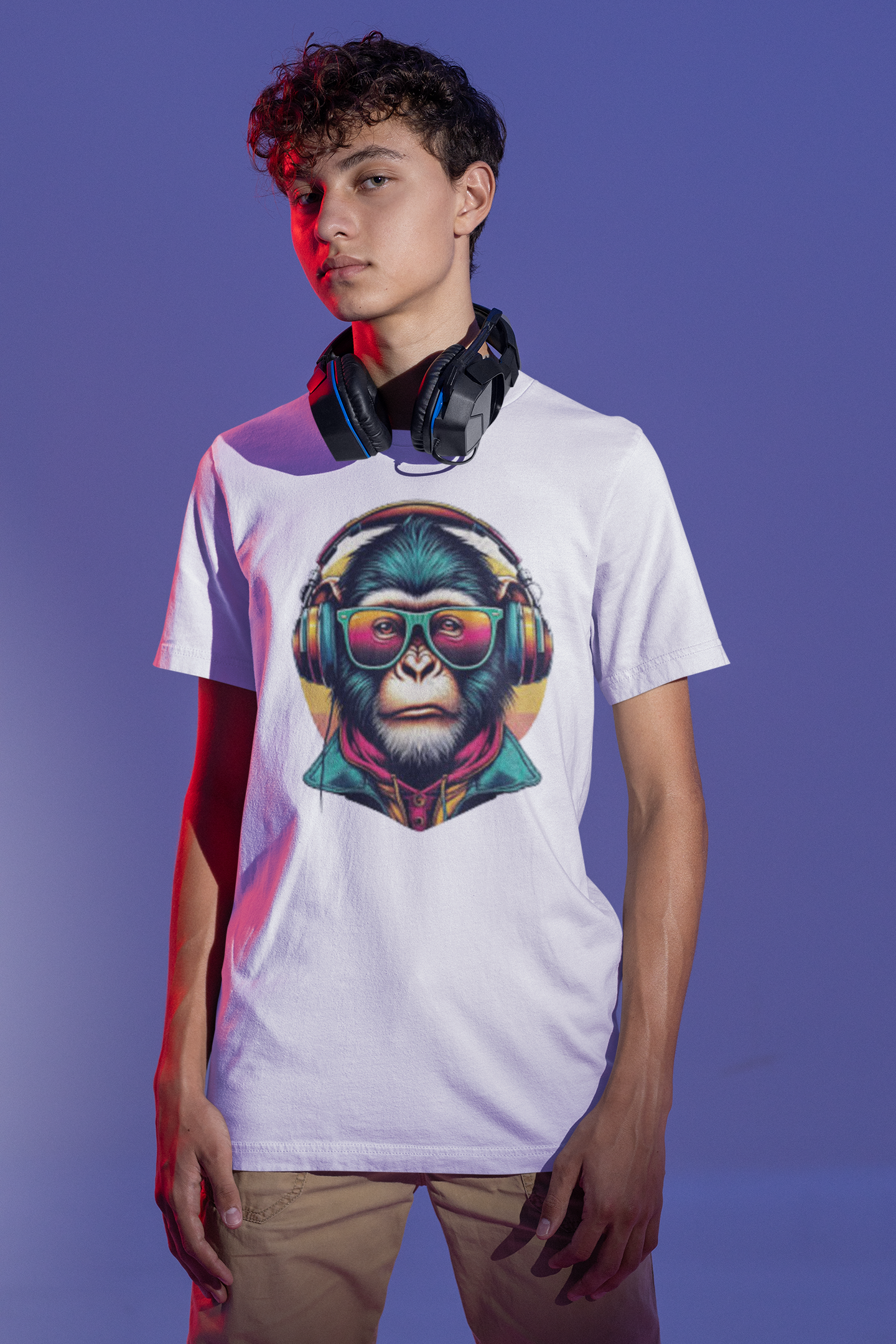 Neaks Men Monkey Round Neck Graphic Print Pure Cotton Slim Fit T-shirt(Shipping Free)