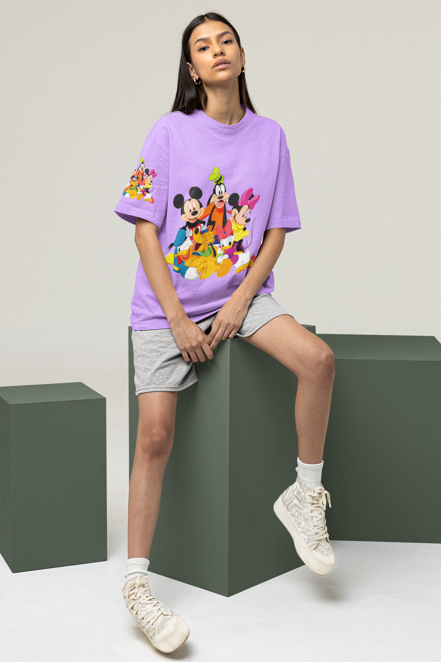 Neaks Purple Mickey & Friends Graphic Print Oversize t shirt (Shipping Free)