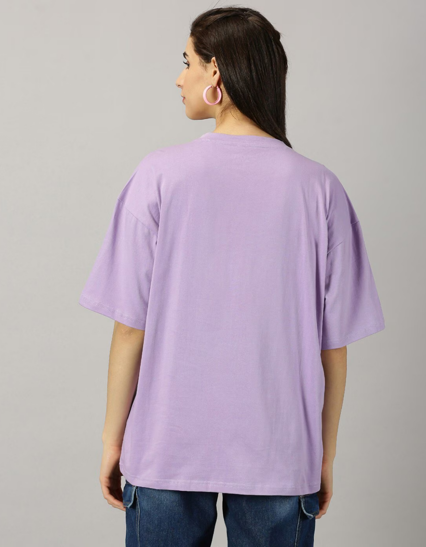 Women Cotton Solid Oversized Drop shoulder T-Shirt(Shipping Free)