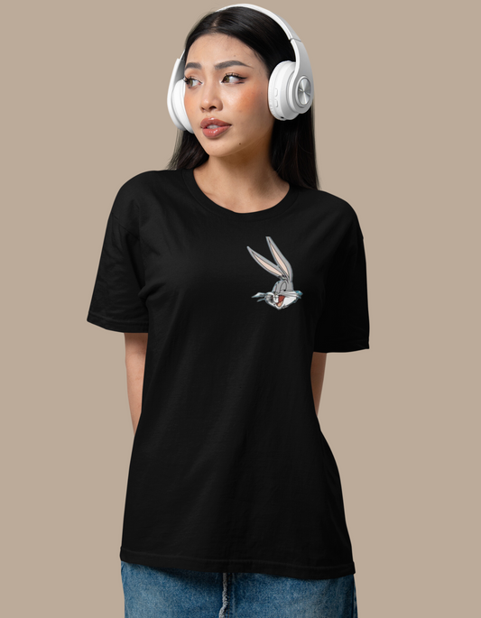 Neaks Women Round Neck Bugs Bunny Graphic Print Pure Cotton Slim Fit T-shirt(Shipping Free)