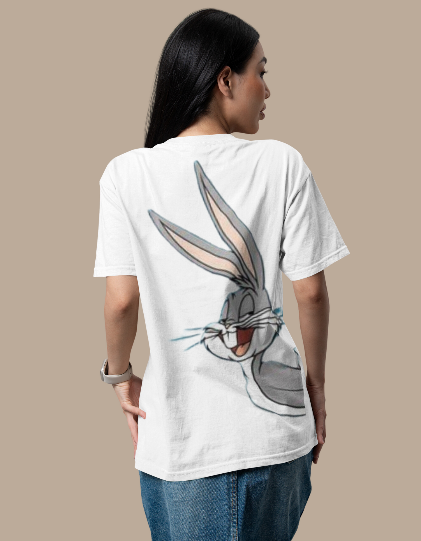 Neaks Women White Round Neck Bugs Bunny Graphic Print Pure Cotton Slim Fit T-shirt(Shipping Free)