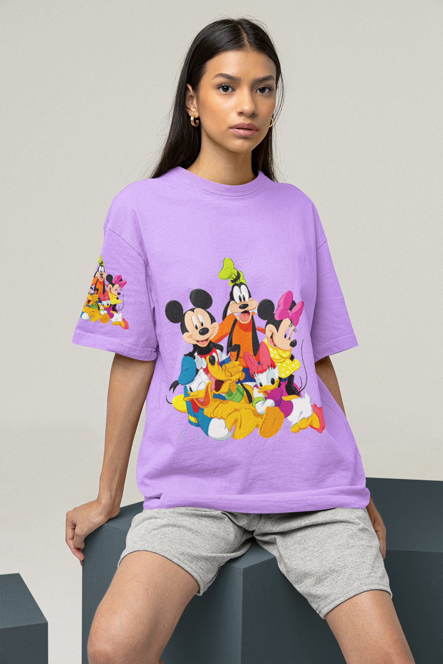 Neaks Purple Mickey & Friends Graphic Print Oversize t shirt (Shipping Free)